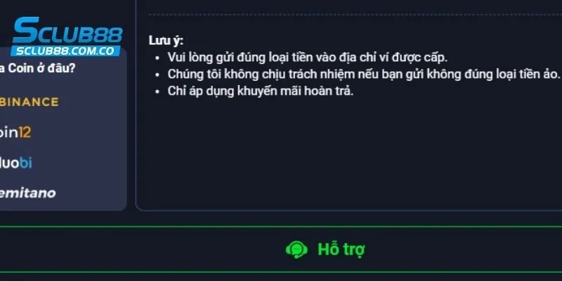 Điều kiện game thủ cần đáp ứng để nạp tiền SCLUB88